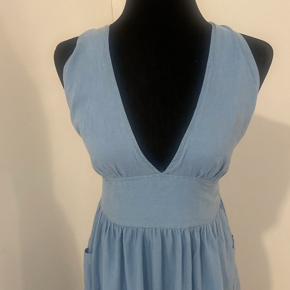 URBAN OUTFITTERS denim blue mid-length halter Sleeveless Dress Size Medium - Picture 4 of 11